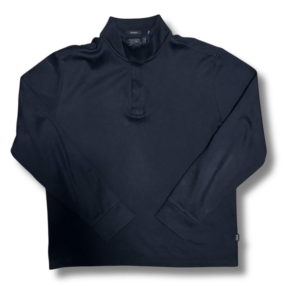 HUGO BOSS Women's Regular Fit 1/4 Zip Pullover Sweatshirt - Black, Large - Picture 1 of 6
